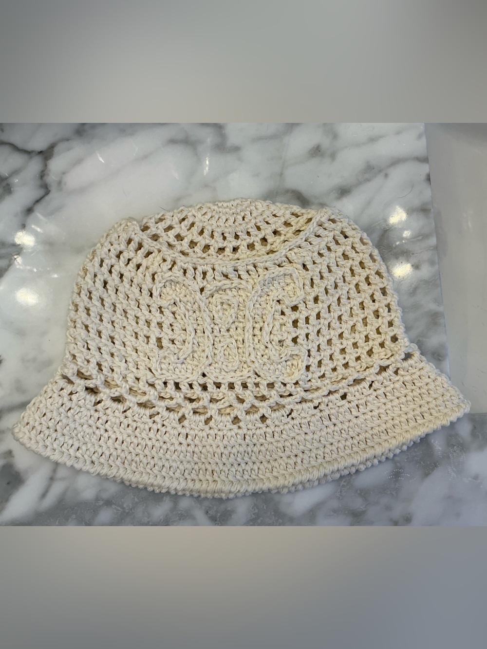 Celine Cream Crochet Bucket Hat